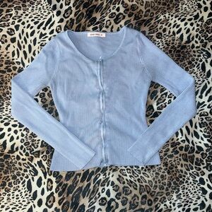 Sky Blue Ribbed Sweater